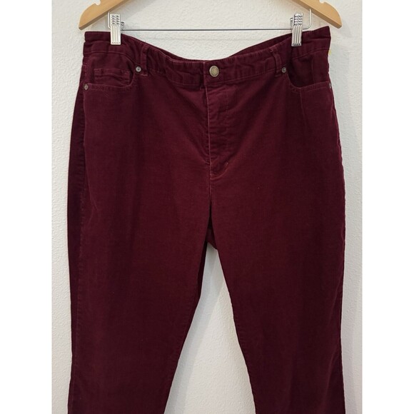 Coldwater Creek Corduroy Pants Jean Stretch Straight Leg Size 16P Maroon Red EUC - Picture 2 of 7